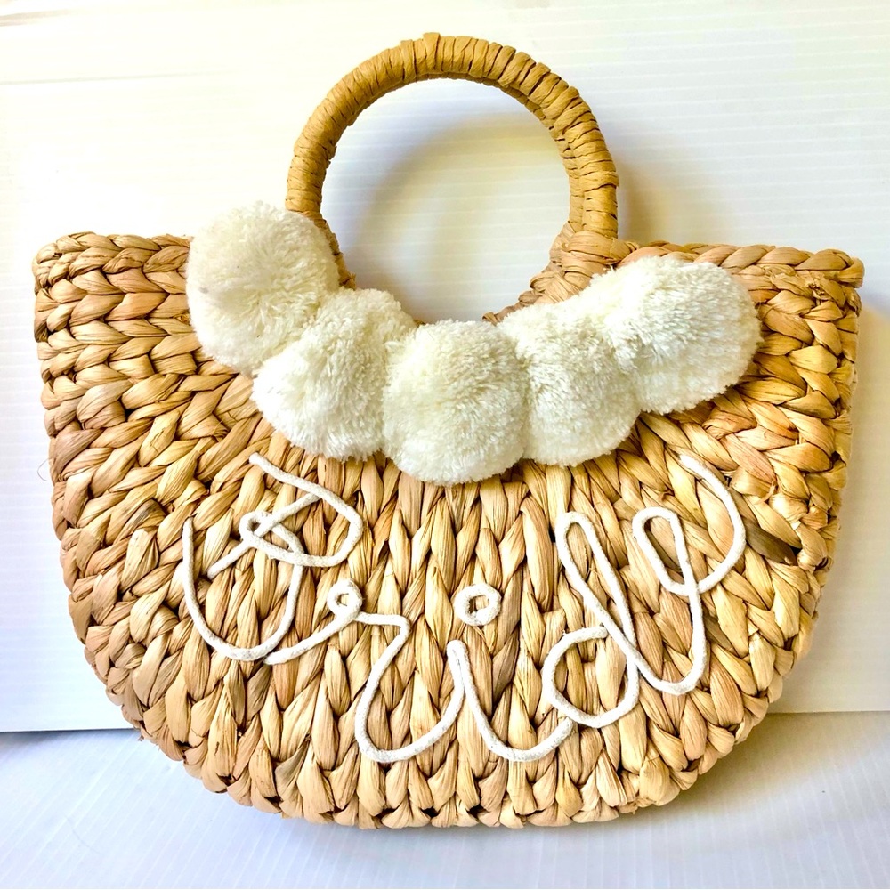 Raffia bride handbag purse “event blossom” bridal beach getaway cute